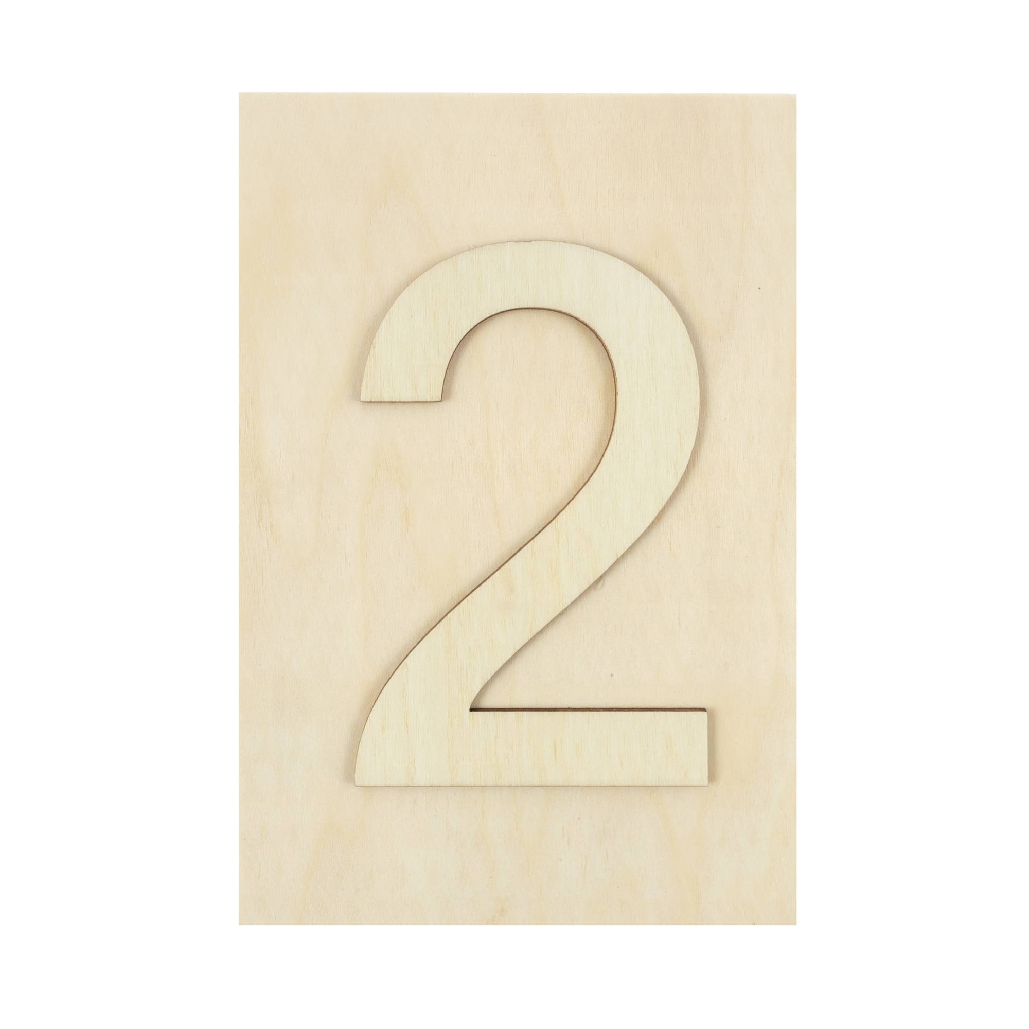 Wooden Number 2 Plaque 10cm x 15cm