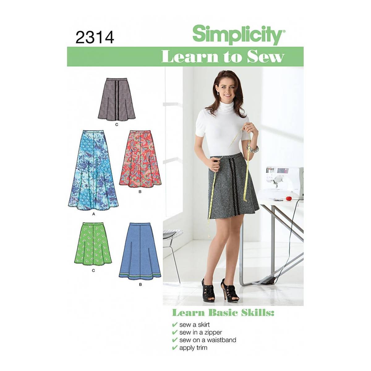 Simplicity Learn to Sew Ladies' Skirt Sewing Pattern 2314