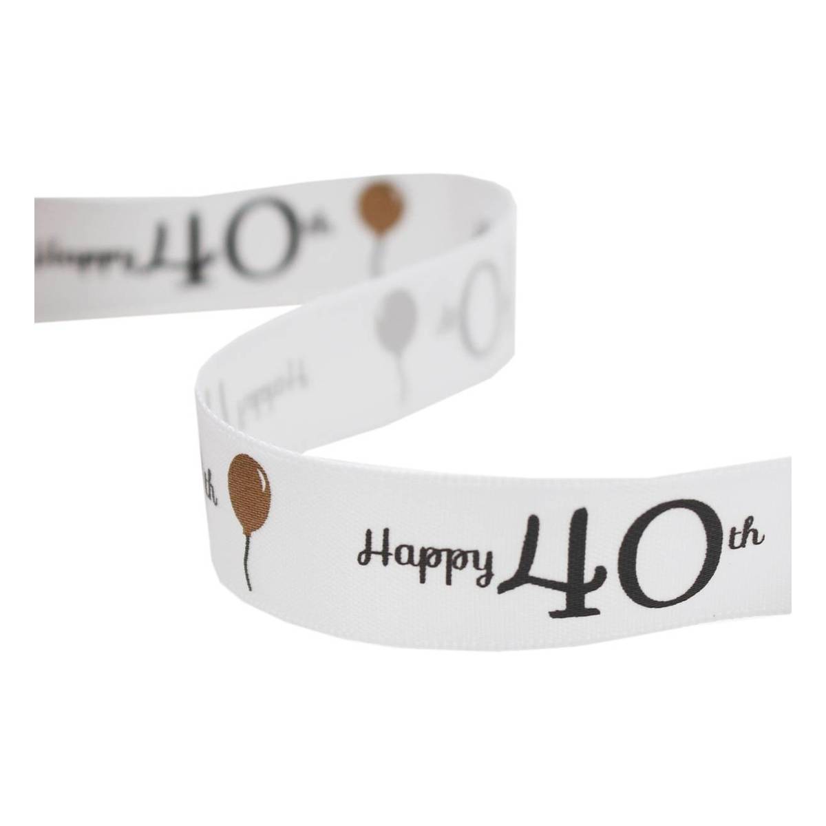 Happy 40th Satin Ribbon 16mm x 4m