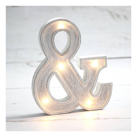 White-Washed Wooden LED Ampersand 21cm