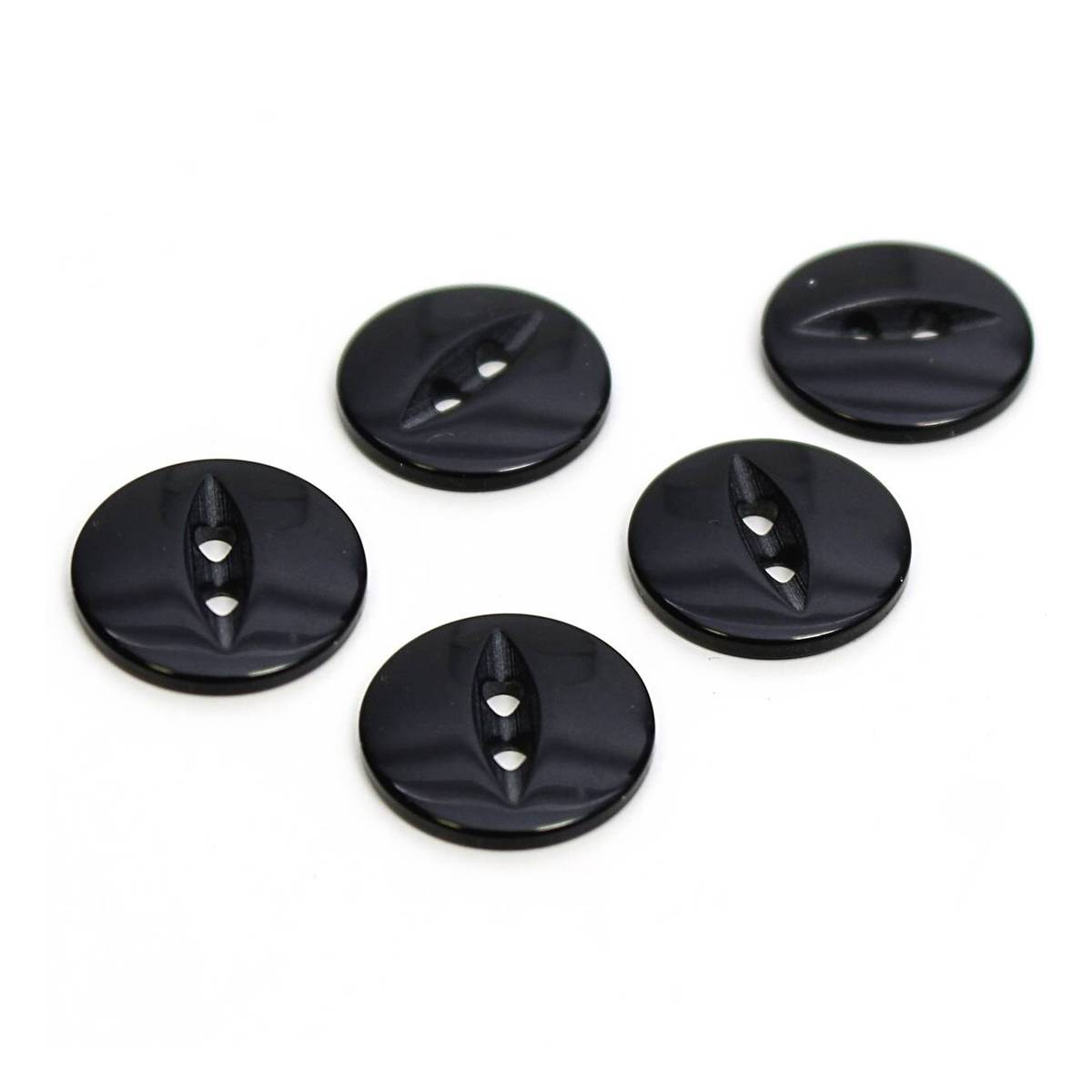 Hemline Black Basic Fish Eye Button 5 Pack