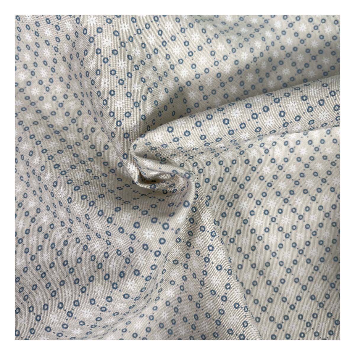 Cream Diamond Dots Polycotton Print Fabric by the Metre