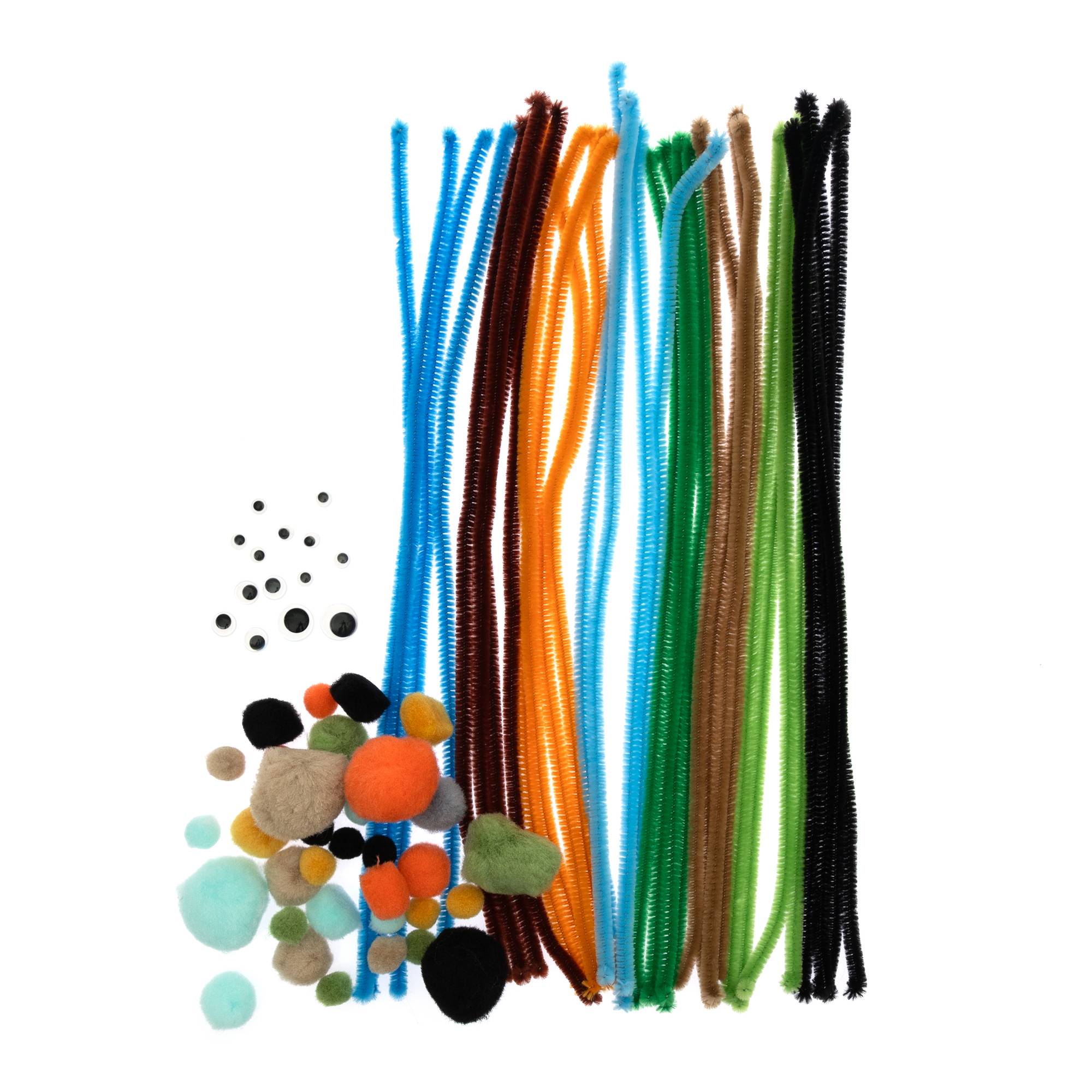 Safari Pipe Cleaners and Pom Poms Craft Pack 80 Pieces