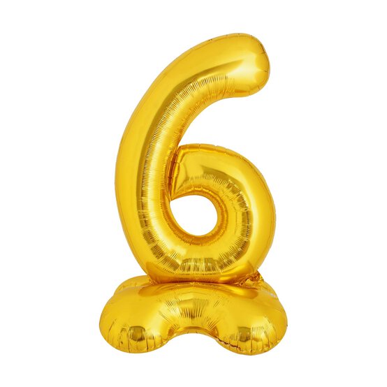 Standing Gold Number 6 Balloon 1m