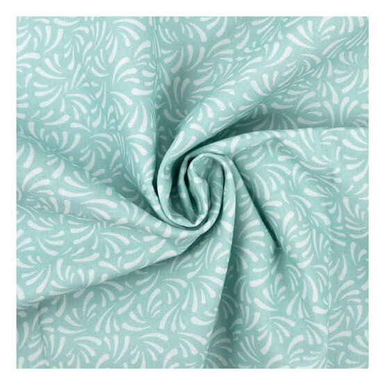 Mint Folk Swirl Cotton Fabric by the Metre