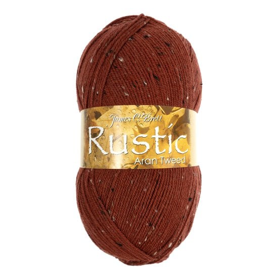 James C Brett Rust Rustic Aran Tweed 400g