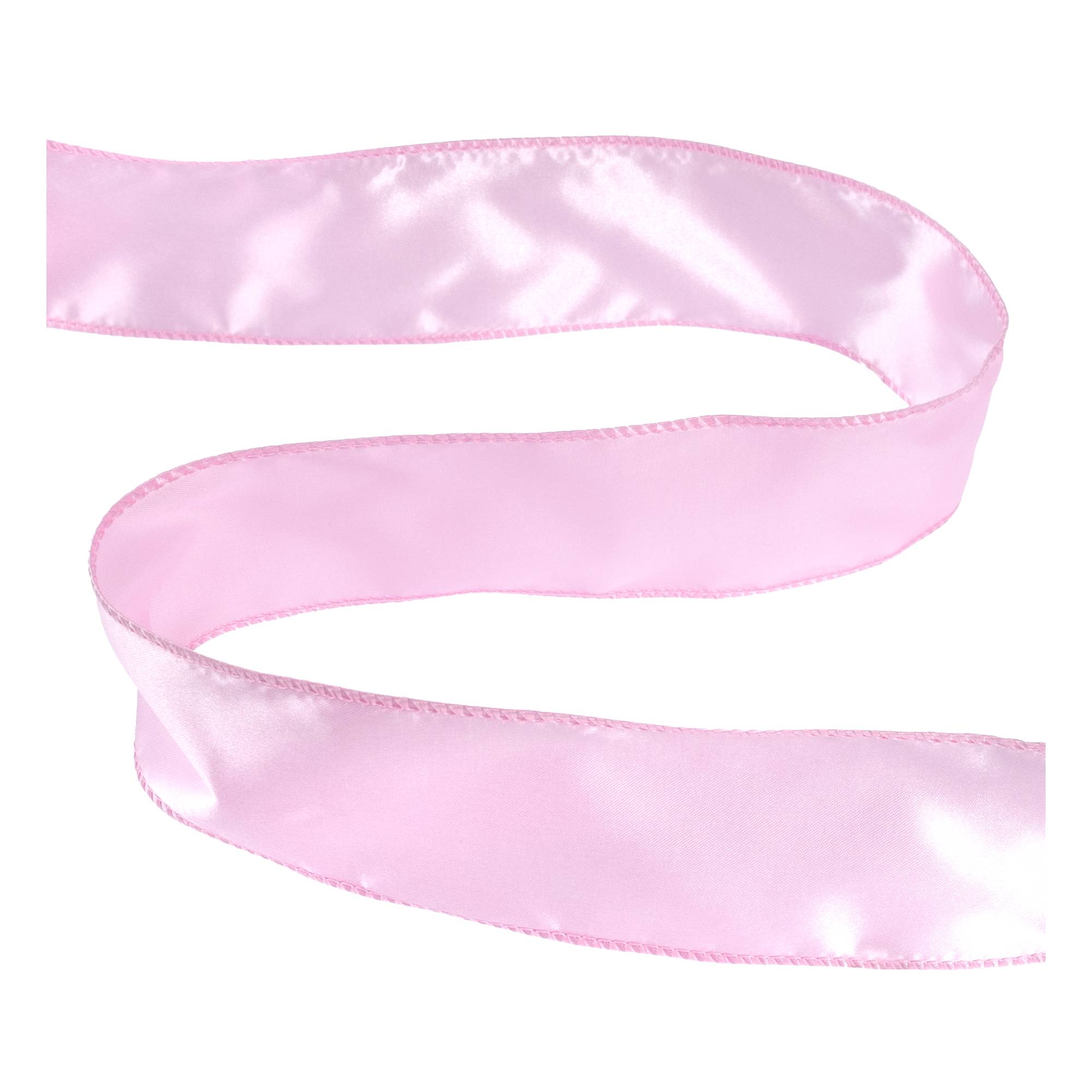 Pale Pink Wire Edge Satin Ribbon 63mm x 3m