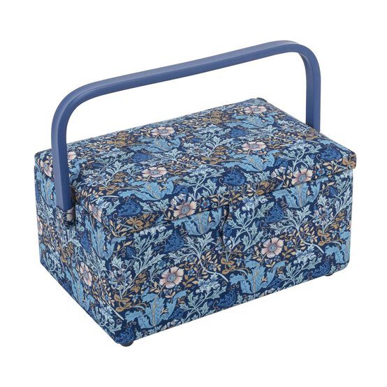 Blue Woodblock Floral Medium Sewing Box