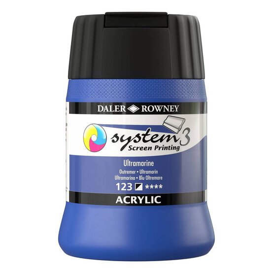 Daler-Rowney System3 Ultramarine Screen Printing Acrylic Ink 250ml