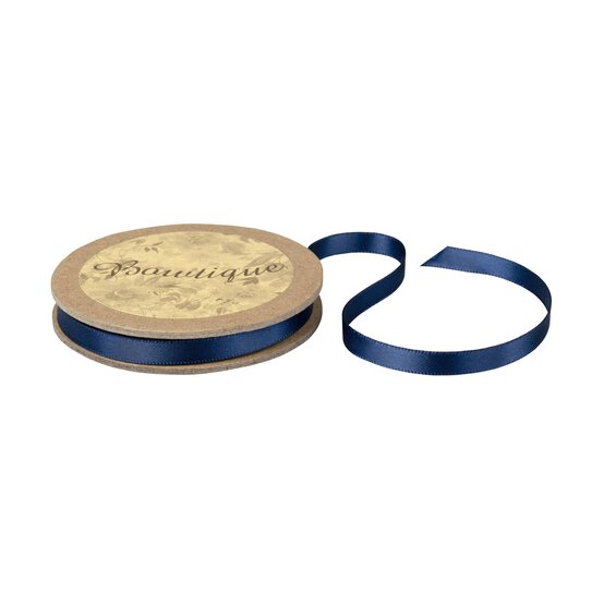 Navy Blue Double-Faced Satin Ribbon 6mm x 5m