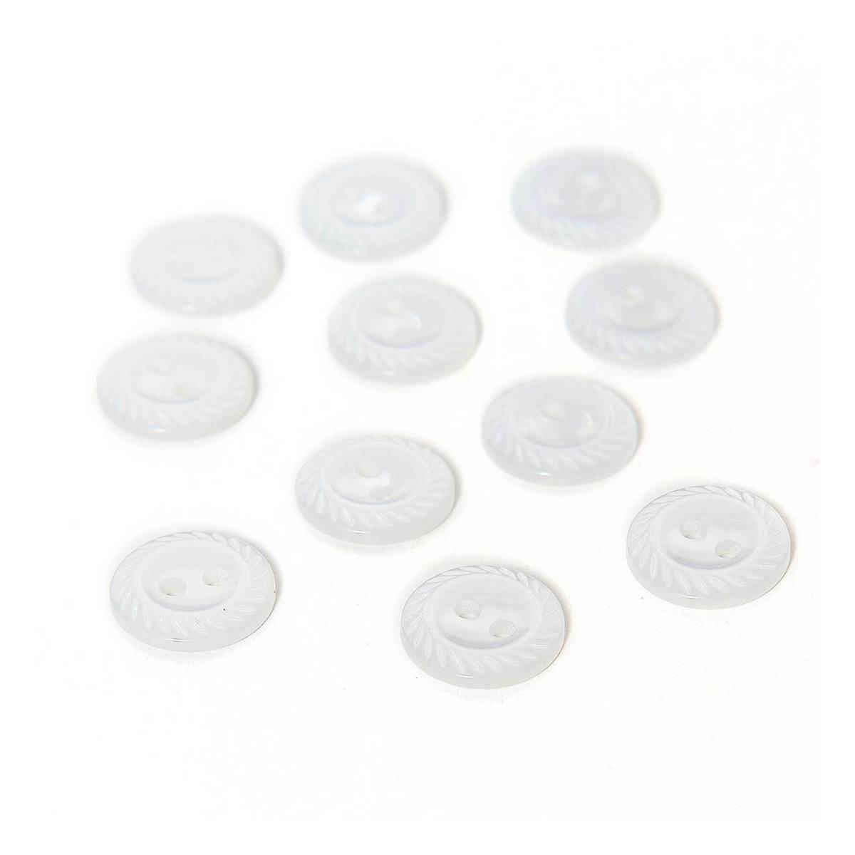 Hemline White Basic Cut Edge Button 11 Pack