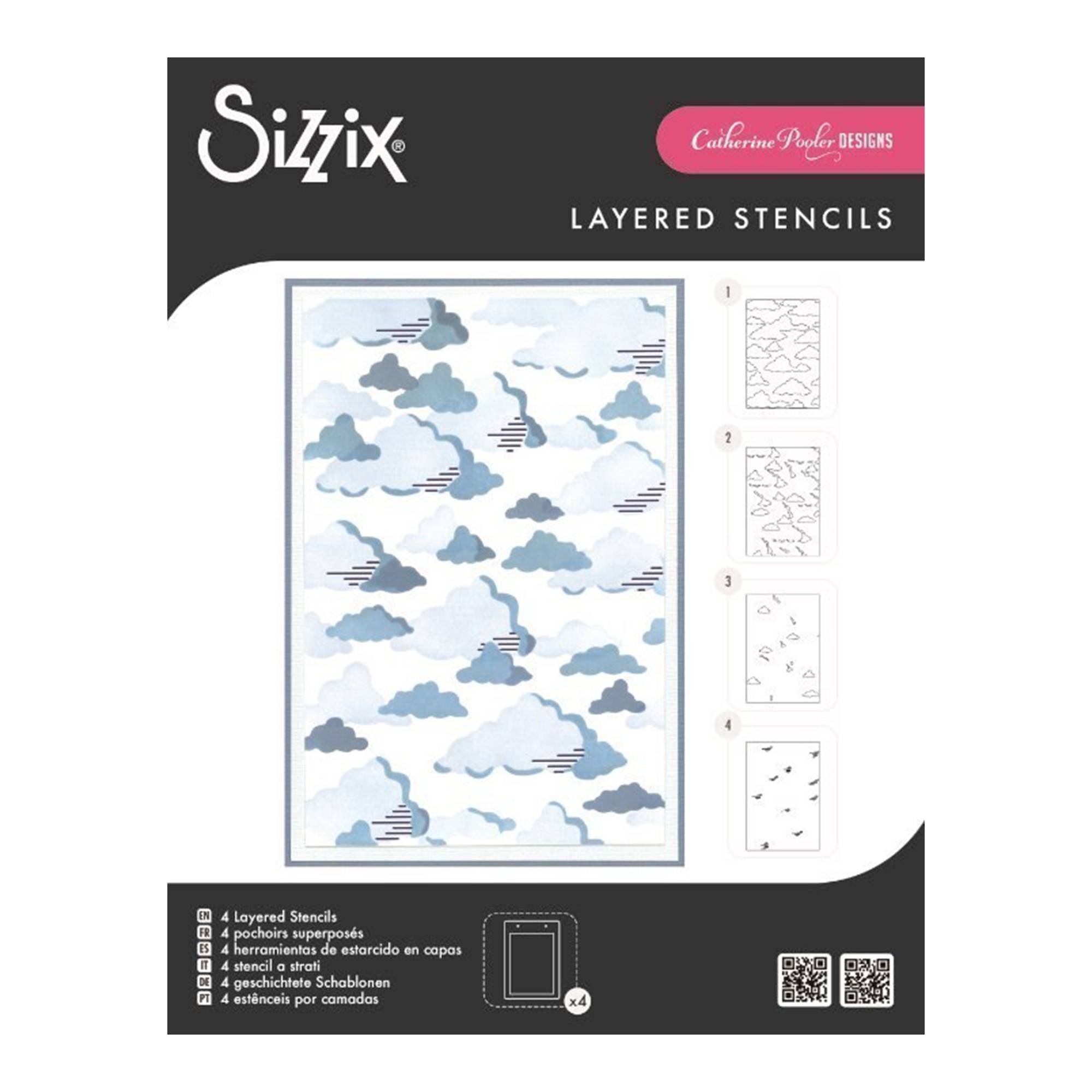 Sizzix In the Clouds Layered Stencils 4 Pack