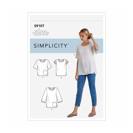 Simplicity Women’s Top Sewing Pattern S9107 (XS-XXL)