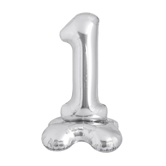 Standing Silver Number 1 Balloon 1m