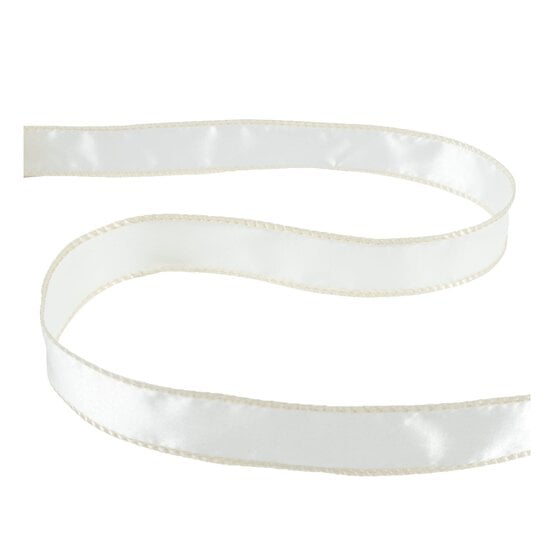 Light Cream Wire Edge Satin Ribbon 25mm x 3m
