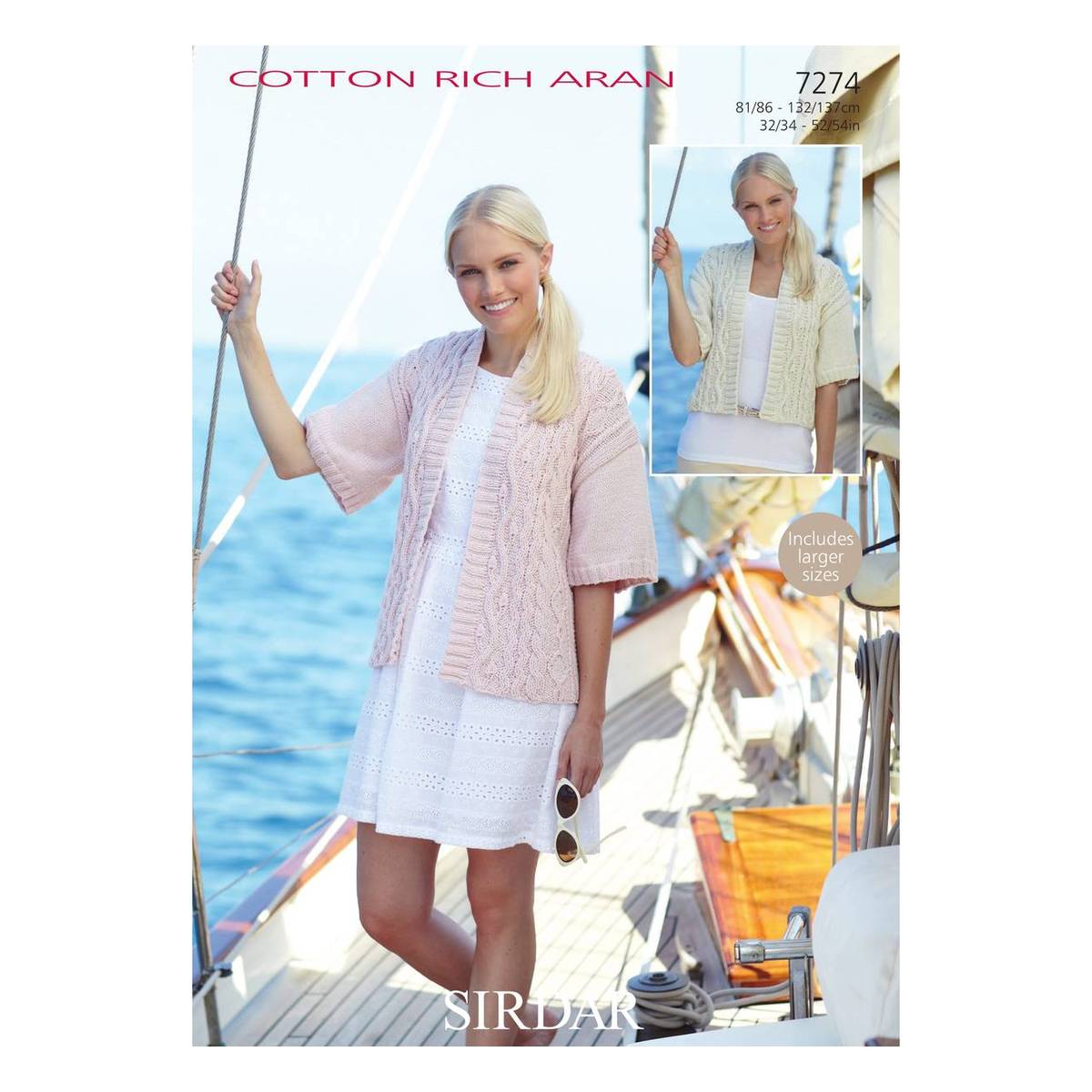 Sirdar Cotton Rich Aran Kimonos Digital Pattern 7274