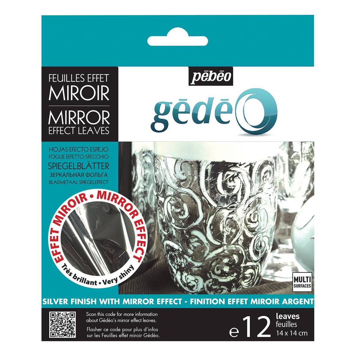 Pebeo Silver Mirror Effect Leaves 12 Sheets