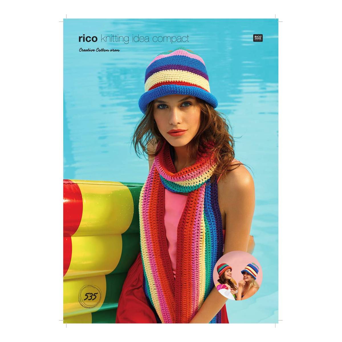 Rico Creative Cotton Aran Scarf and Hats Digital Pattern 535