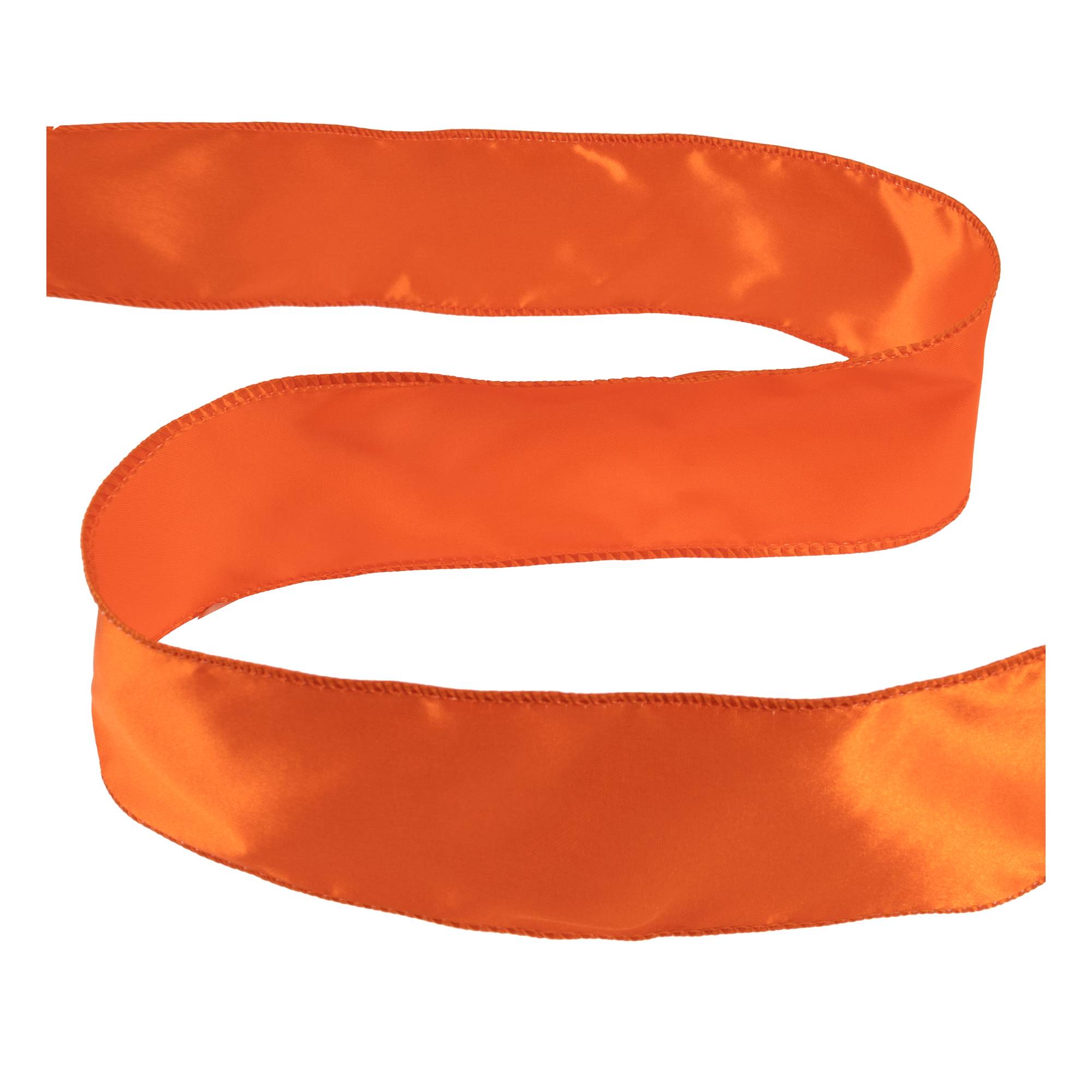 Orange Wire Edge Satin Ribbon 63mm x 3m