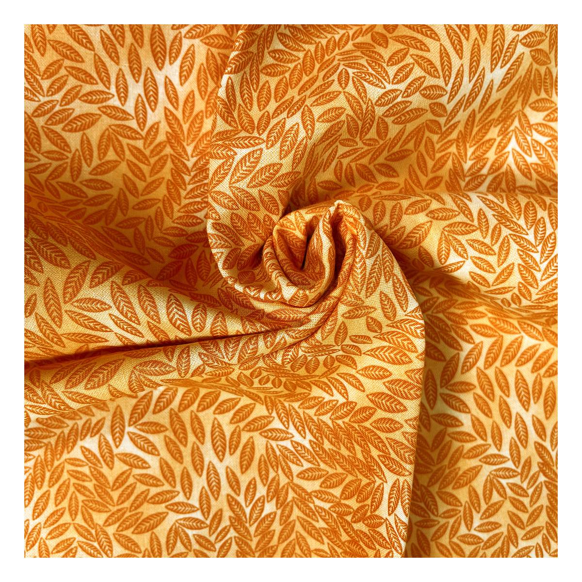 Orange Cotton Textured Leaf Blender Fabric?by the Metre