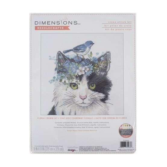 Dimensions Floral Crown Cat Counted Cross Stitch Kit 23cm x 32cm