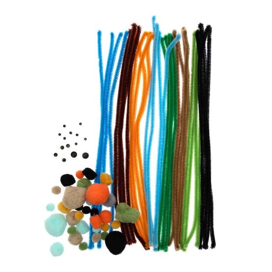 Safari Pipe Cleaners and Pom Poms Craft Pack 80 Pieces