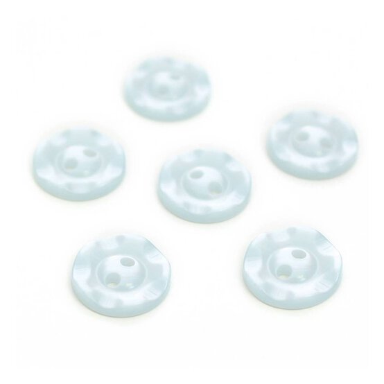 HemlineBaby Blue Basic Scalloped Edge Button 6 Pack