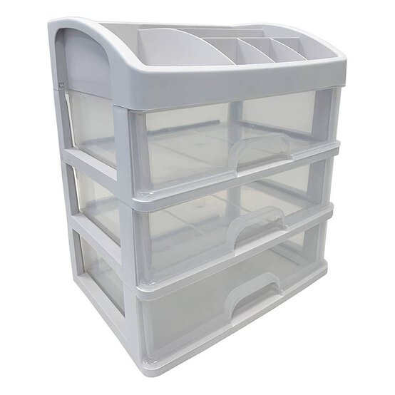 Hobbycraft White Three Drawer Desk Storage 28cm x 20cm x 32cm
