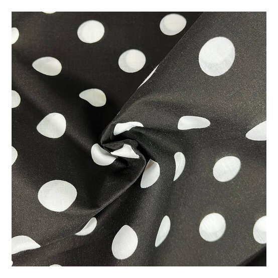 Black and White Spot Polycotton Fabric by the Metre