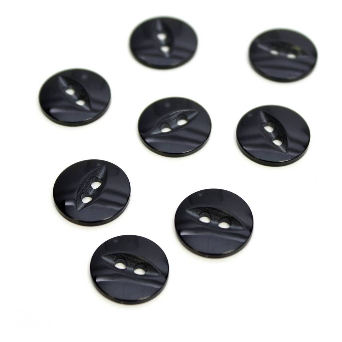 Hemline Black Basic Fish Eye Button 8 Pack