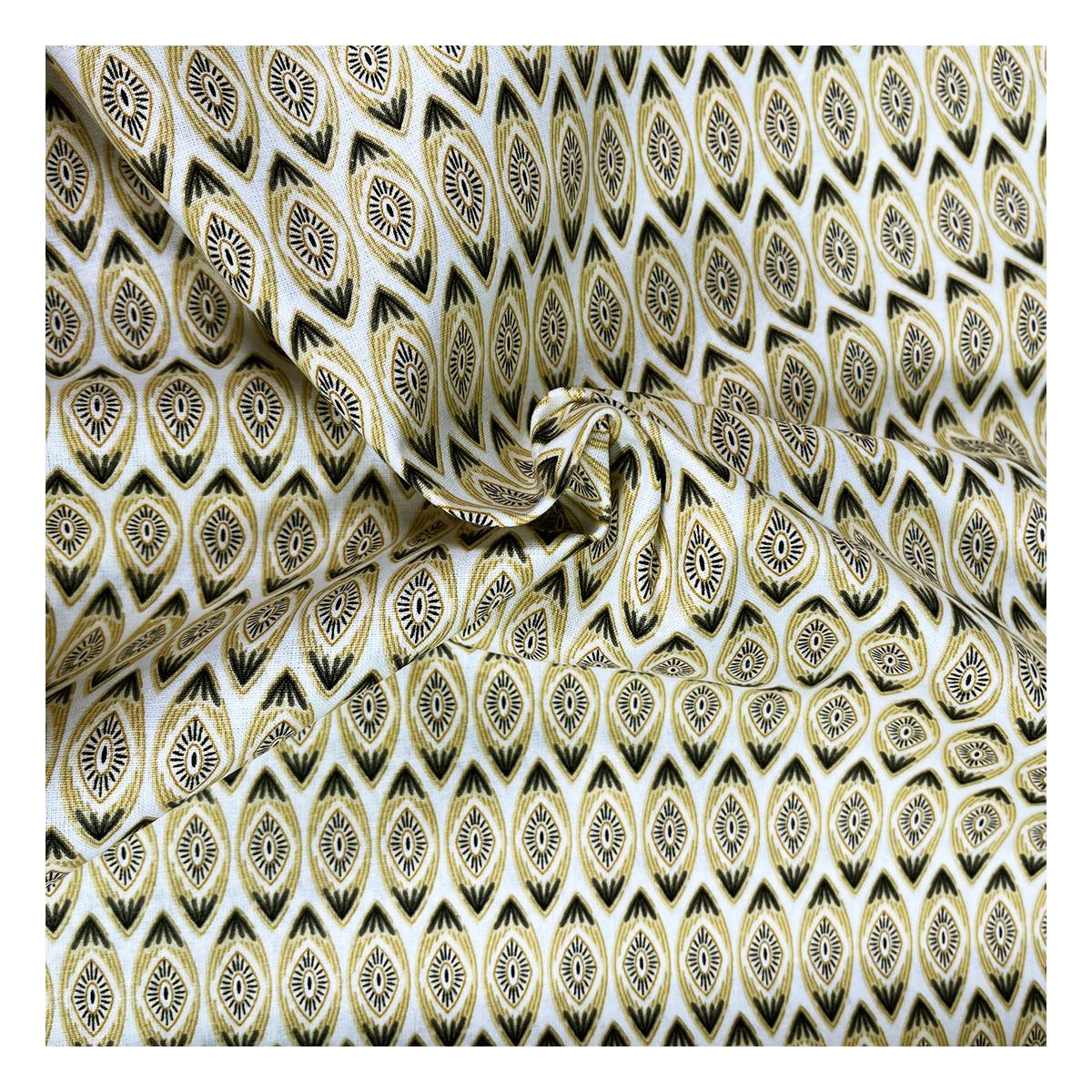 Oval Tile Stone Branch Cotton Fabric by the Metre