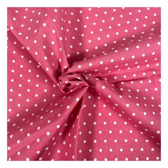 Fuchsia Simple Polka Polycotton Fabric by the Metre