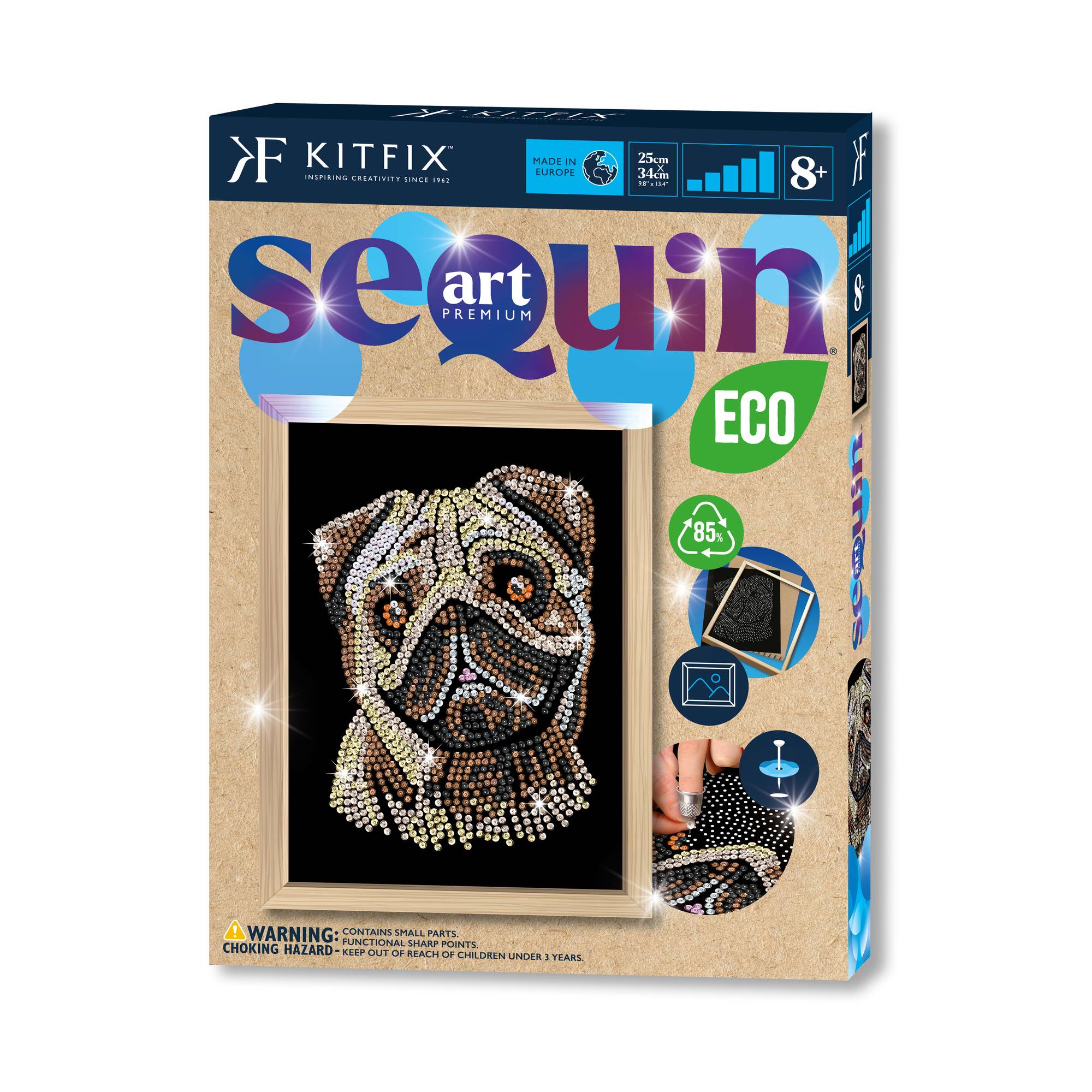 Kitfix Pug Sequin Art Blue Premium Kit