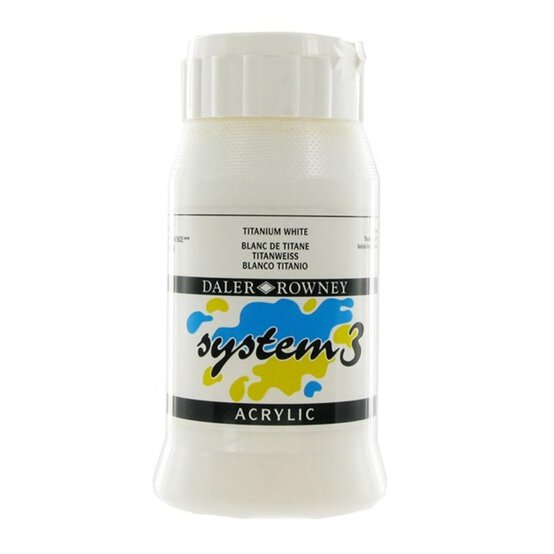 Daler-Rowney System 3 Titanium White Acrylic Paint 500ml