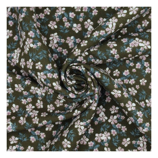 Brown and Pink Ditsy Floral Brushed Print Fabric by the Metre