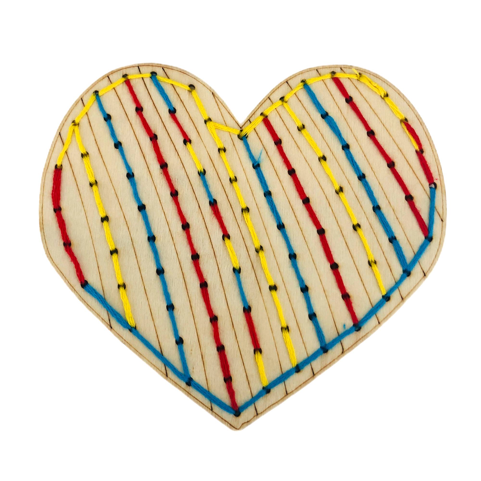 Striped Heart Wooden Threading Kit