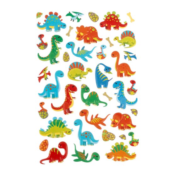 Orange and Blue Dino Puffy Stickers