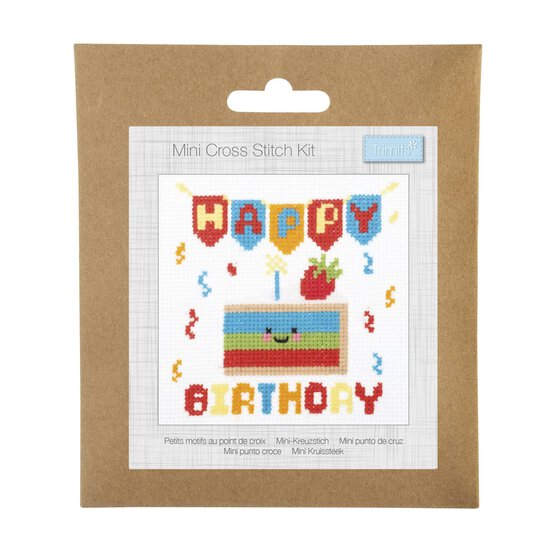 Trimits Happy Birthday Mini Cross Stitch Kit 13cm x 13cm