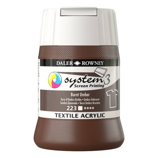 Daler-Rowney System3 Burnt Umber Textile Acrylic Ink 250ml
