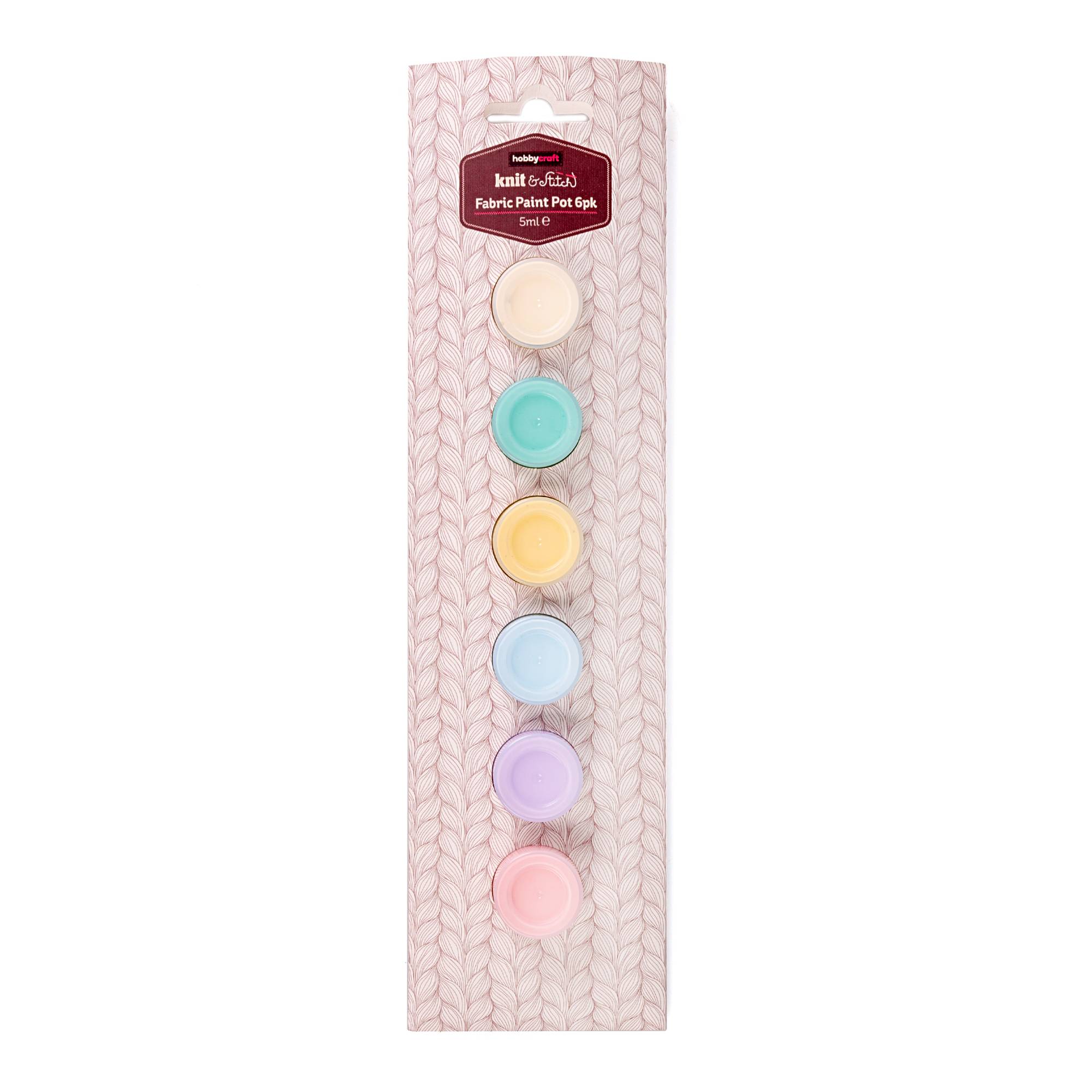 Pastel Fabric Paint Pots 5ml 6 Pack