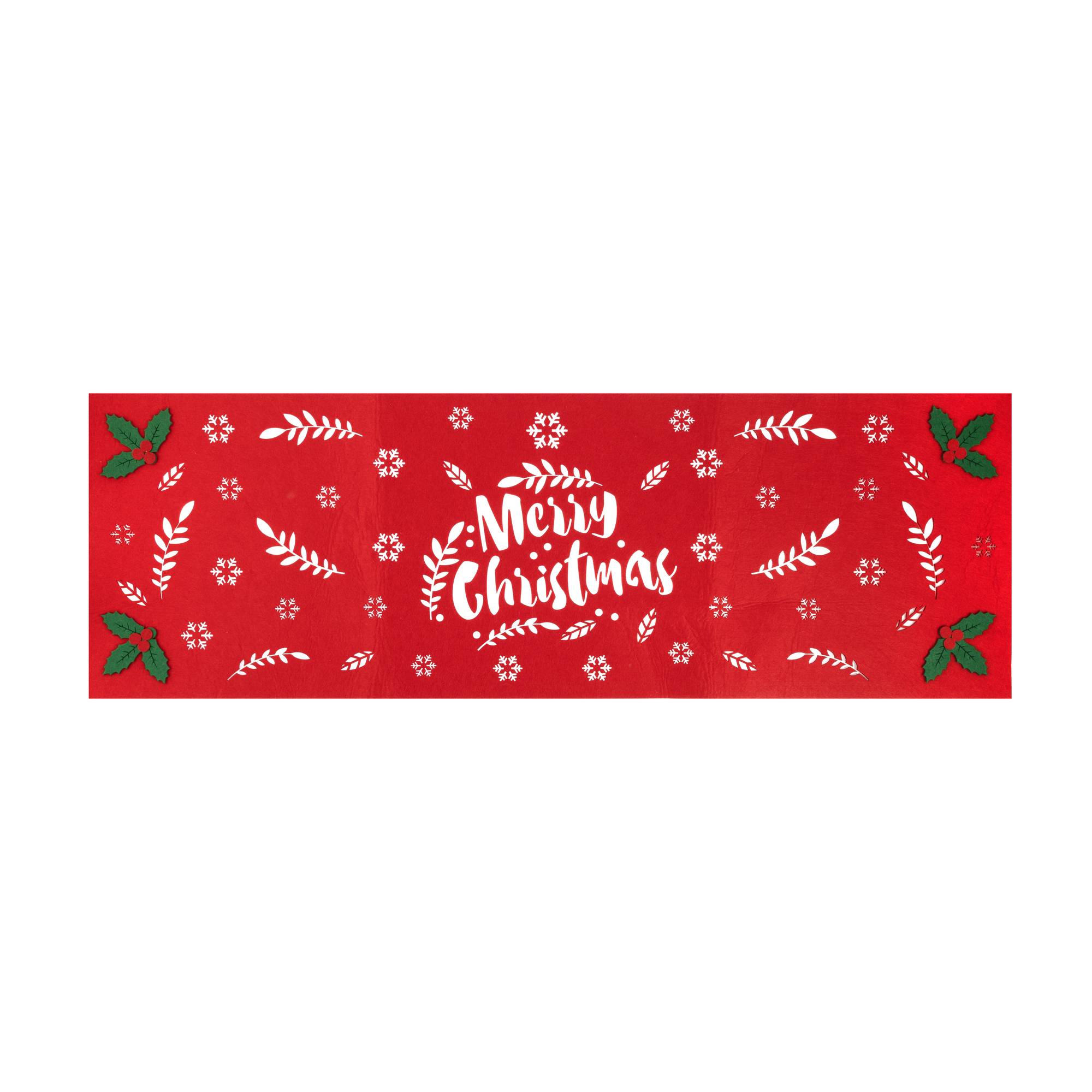 Red Merry Christmas Felt Table Runner 120cm x 40cm