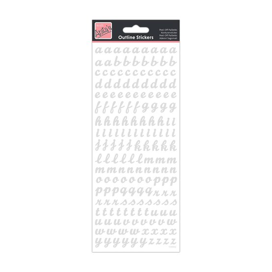 Anita's Silver Script Lowercase Alphabet Outline Stickers