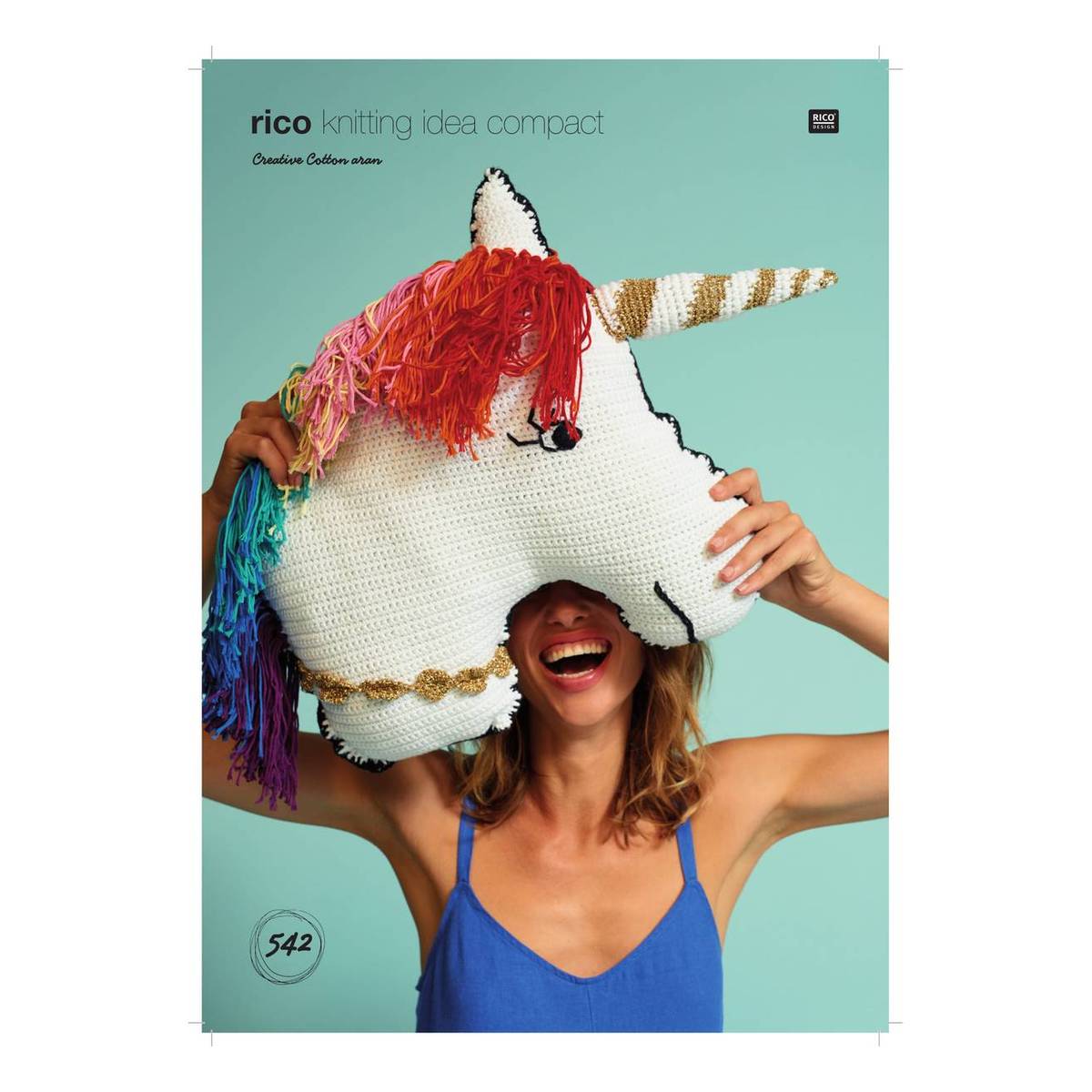 Rico Creative Cotton Aran Unicorn Cushion Digital Pattern 542