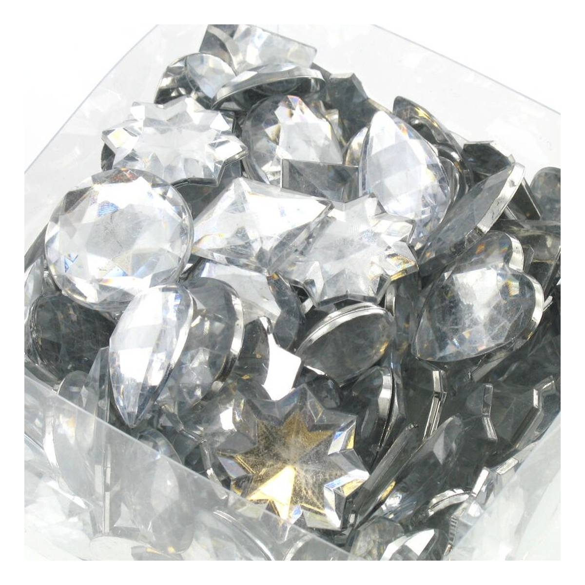 Large Silver Round Crystal Acrylic Stones