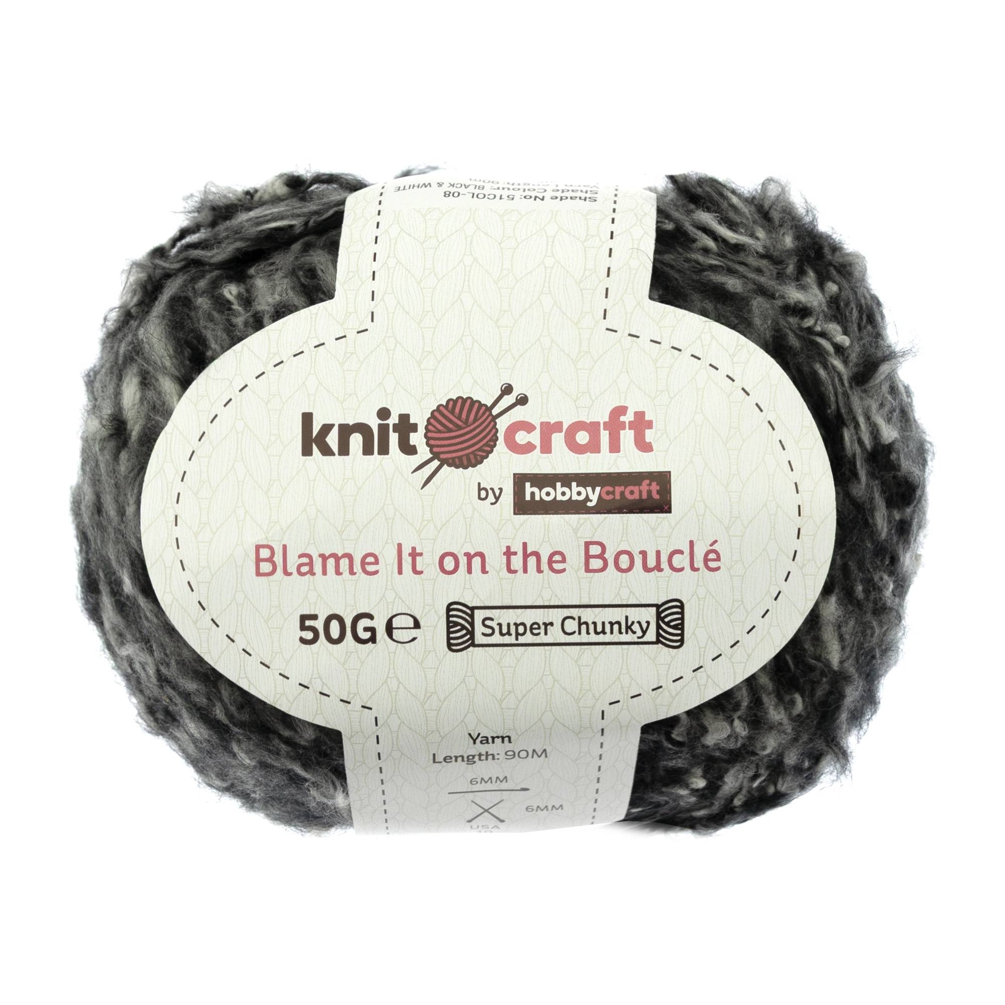 Knitcraft Black and White Blame It on the Boucl&eacute; Yarn 50g