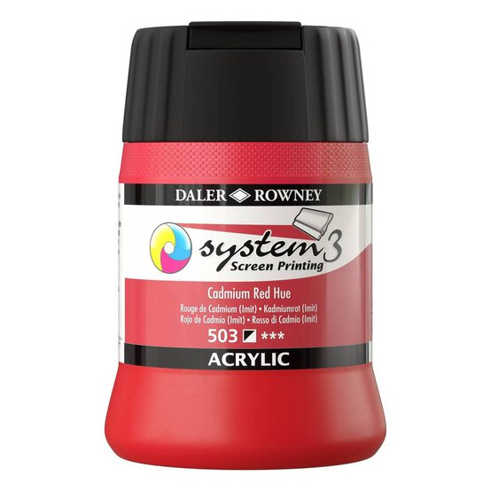 Daler-Rowney System3 Cadmium Red Screen Printing Acrylic Ink 250ml