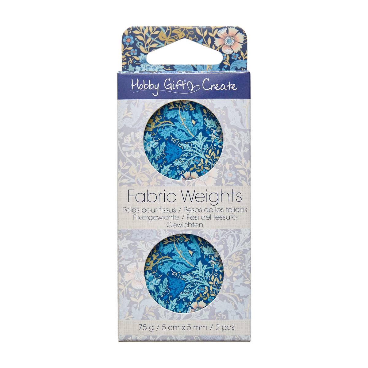 Blue Woodblock Floral Fabric Weights 2 Pack
