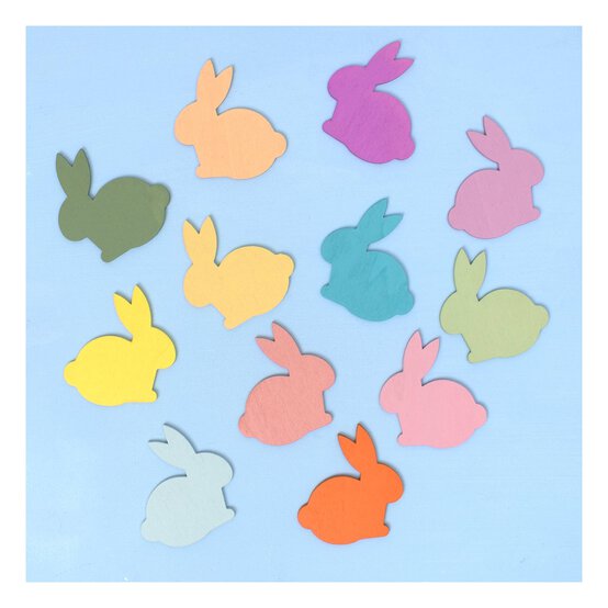 Multicolour Wooden Sitting Bunnies 12 Pack