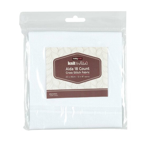 White 18 Count Aida Fabric 30cm x 46cm