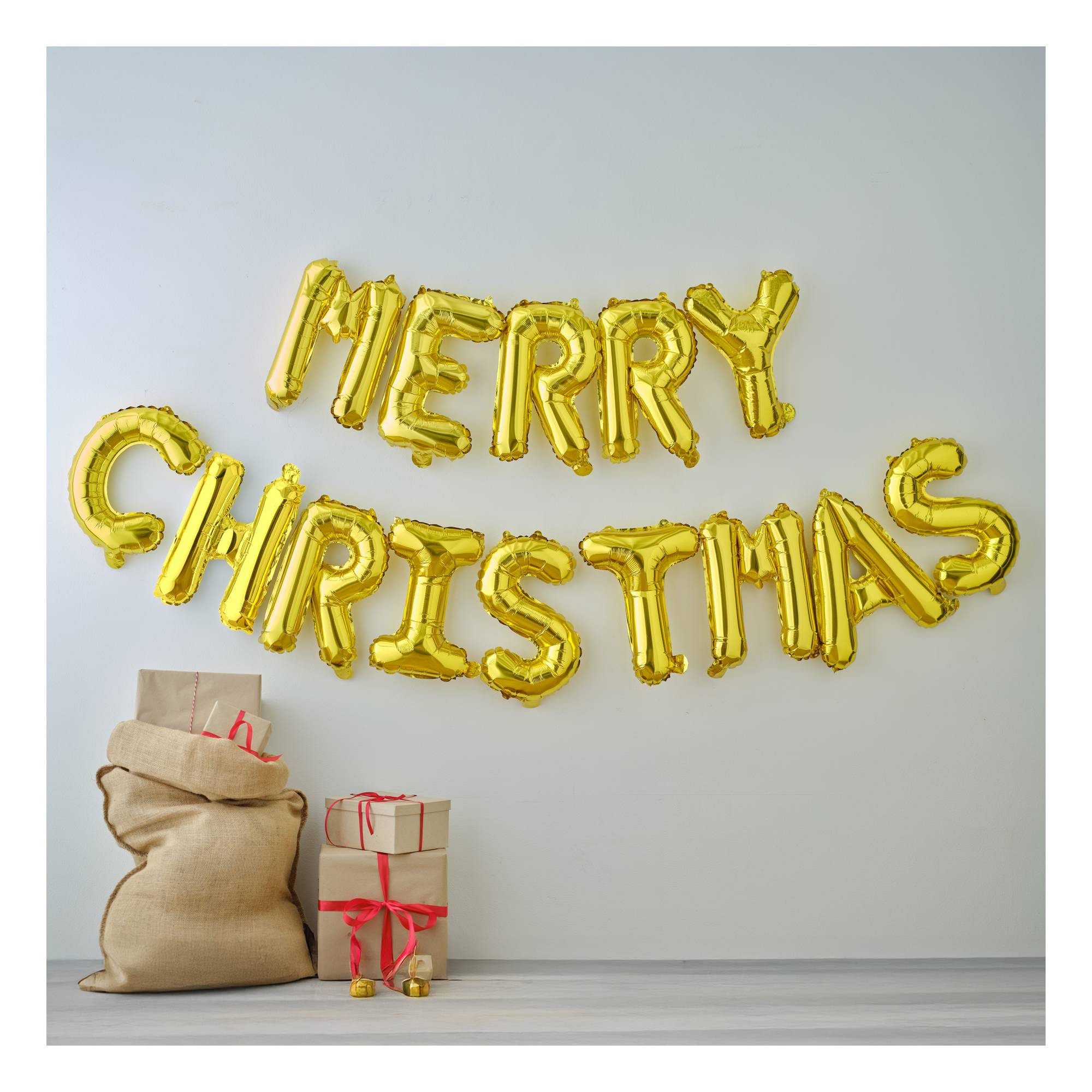Gold Merry Christmas Balloon Bunting 2m